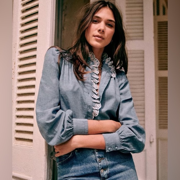 Sezane Tops - Sezane Chambray Chlo Shirt